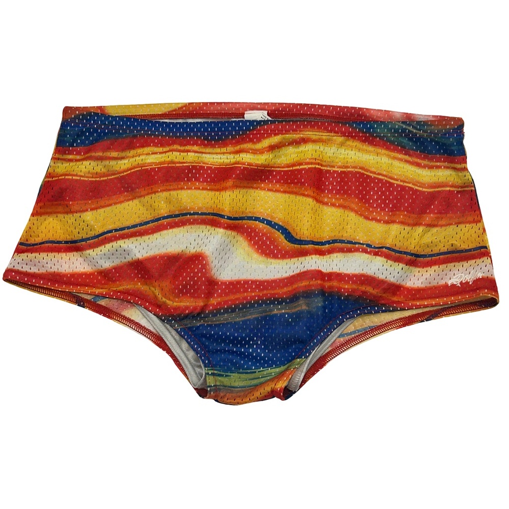 Dolphin Vintage 70s Swim Trunks Briefs Shorts Psychedelic Stripe Drawstring
